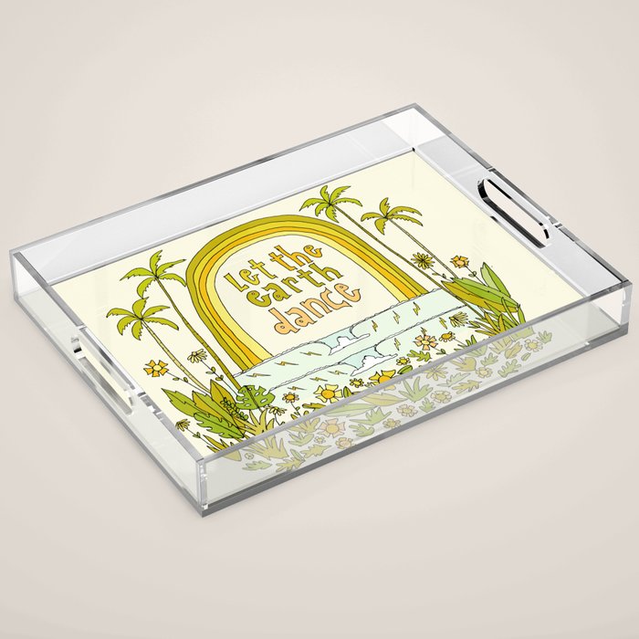 let the earth dance // retro surf art by surfy birdy Acrylic Tray Gallery Image 1