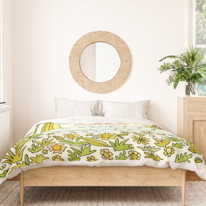 let the earth dance // retro surf art by surfy birdy Duvet Cover Gallery Image 3