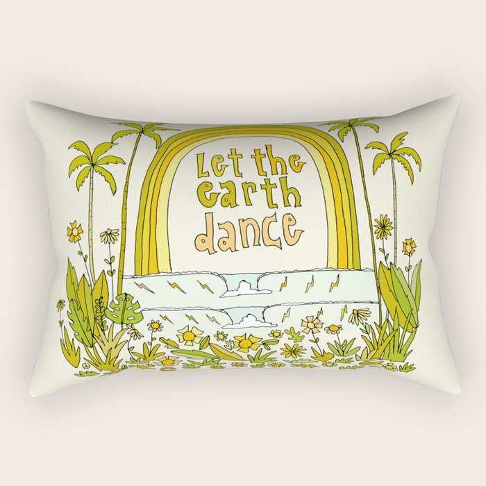 let the earth dance // retro surf art by surfy birdy Rectangular Pillow Gallery Image 1