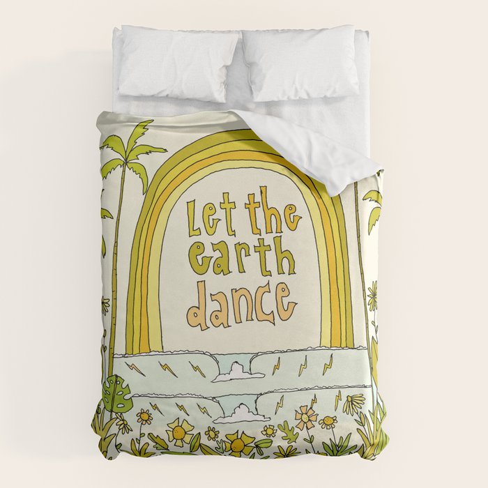 let the earth dance // retro surf art by surfy birdy Duvet Cover Gallery Image 1