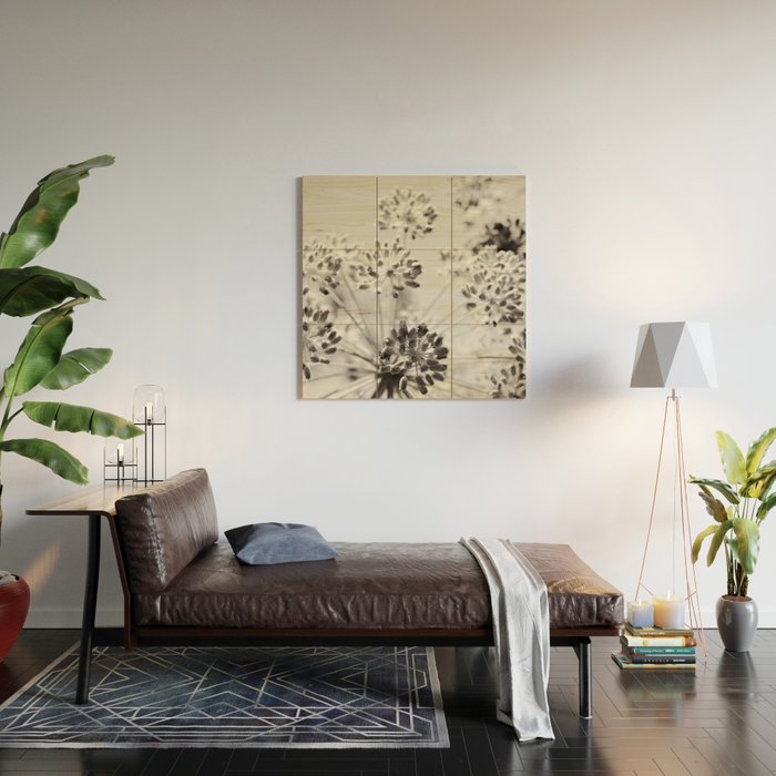 botanical abstract photograph no. 2 - modern black and white floral art Wood Wall Art Gallery Image 2