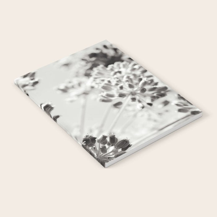 botanical abstract photograph no. 2 - modern black and white floral art Notebook Gallery Image 1