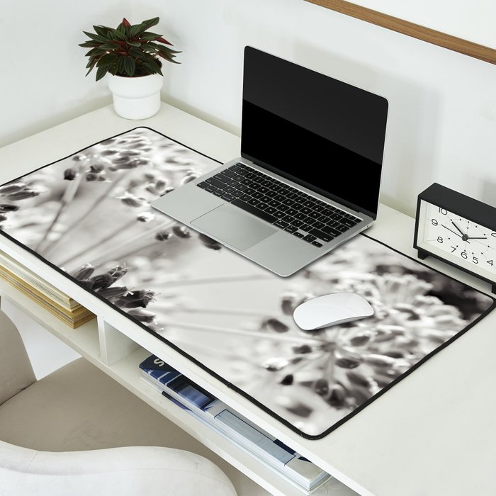 botanical abstract photograph no. 2 - modern black and white floral art Desk Mat Gallery Image 2
