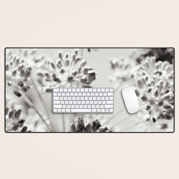 botanical abstract photograph no. 2 - modern black and white floral art Desk Mat Gallery Image 1