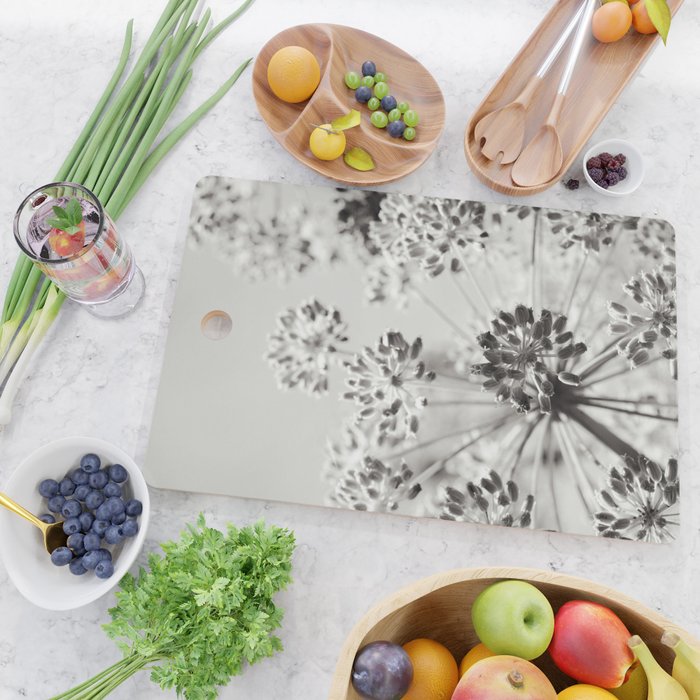botanical abstract photograph no. 2 - modern black and white floral art Cutting Board Gallery Image 2