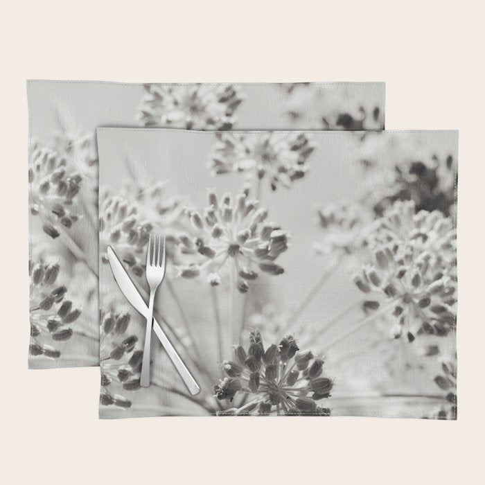 botanical abstract photograph no. 2 - modern black and white floral art Placemat Gallery Image 1