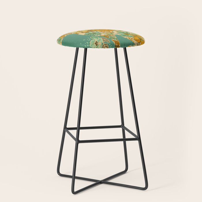 Porcelain Floral Dog - Mint & Ochre Stool Gallery Image 1