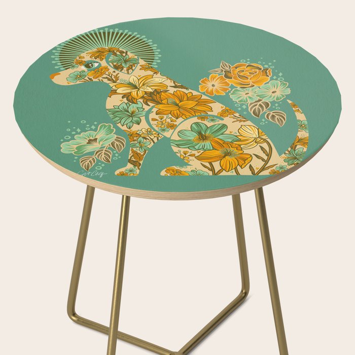 Porcelain Floral Dog - Mint & Ochre Side Table Gallery Image 2