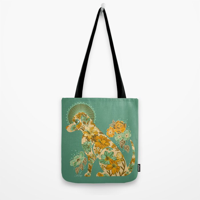Porcelain Floral Dog - Mint & Ochre Tote Bag Gallery Image 2