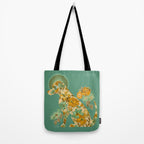 Porcelain Floral Dog - Mint & Ochre Tote Bag Gallery Image 2