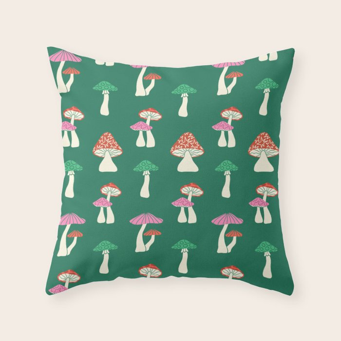 Festive Mushroom Pattern Throw Pillow Gallery Image 6