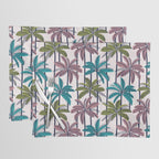 Retro Palm Springs vibes // white background highball green peacock blue and dry rose palm trees oxford navy blue lines Placemat Gallery Image 1