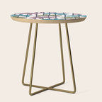Retro Palm Springs vibes // white background highball green peacock blue and dry rose palm trees oxford navy blue lines Side Table Gallery Image 1