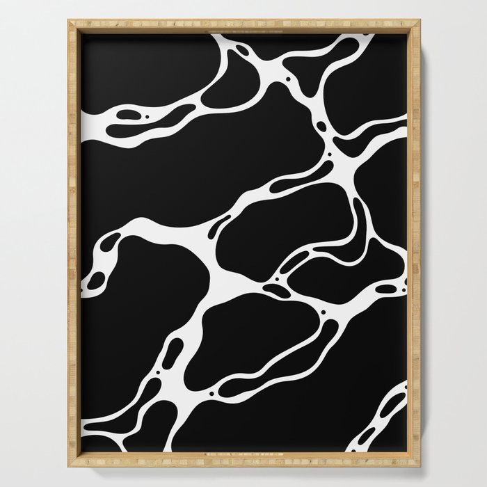 Black and white water wave ripple pattern Serving Tray Gallery Image 1