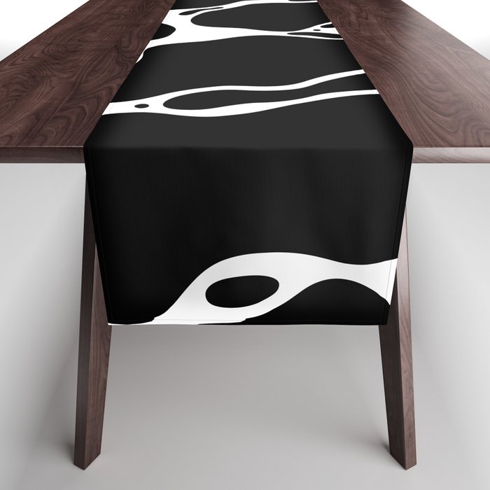 Black and white water wave ripple pattern Table Runner Gallery Image 1
