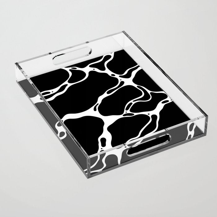 Black and white water wave ripple pattern Acrylic Tray Gallery Image 1