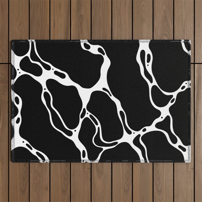 Black and white water wave ripple pattern Outdoor Rug Gallery Image 1