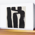 Mid Century Modern Minimalist Abstract Art Brush Strokes Black & White Ink Art Ancient Stripes Wall Mural Gallery Image 2