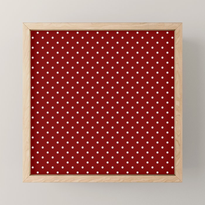Large White Polka Dots On Dark Christmas Candy Apple Red Mini Art Print Gallery Image 1