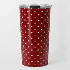 Large White Polka Dots On Dark Christmas Candy Apple Red Travel Mug Gallery Image 1