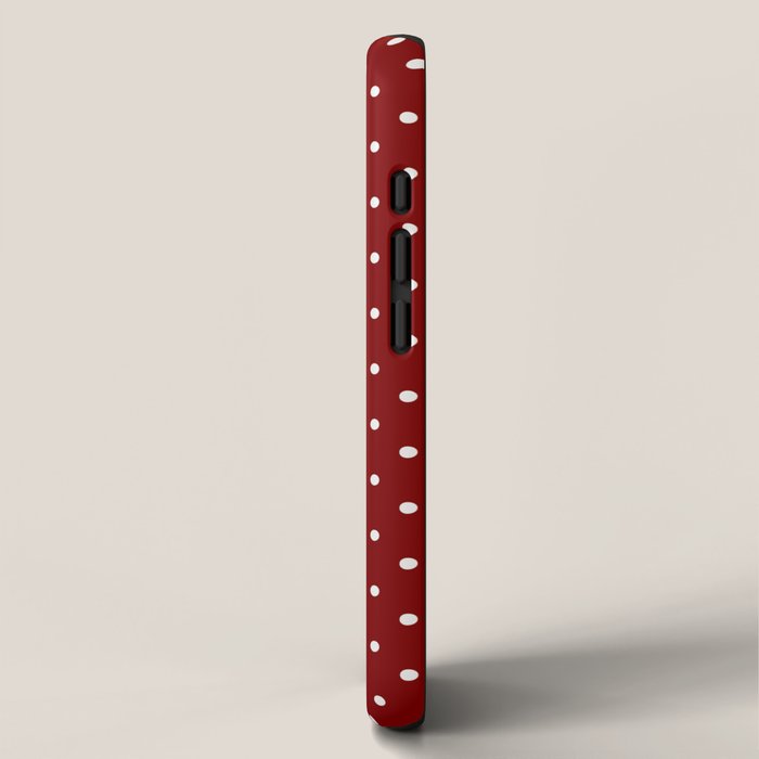 Large White Polka Dots On Dark Christmas Candy Apple Red iPhone Case Gallery Image 2
