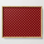 Large White Polka Dots On Dark Christmas Candy Apple Red Serving Tray Gallery Image 1