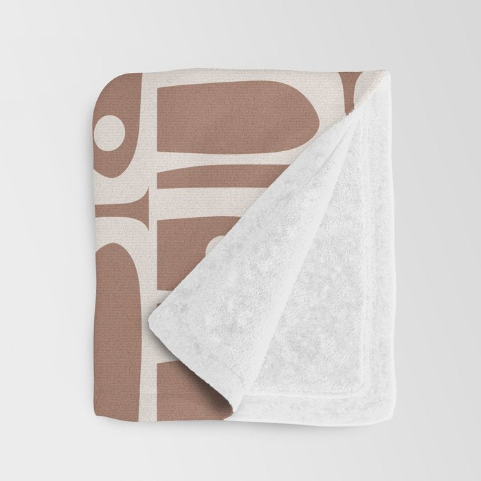 Mid Century Modern Piquet Inspired by PANTONE 17 1230 Color of the Year Mocha Mousse Throw Blanket Gallery Image 3