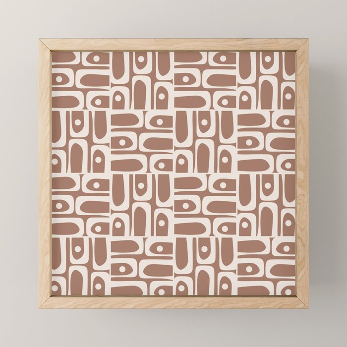 Mid Century Modern Piquet Inspired by PANTONE 17 1230 Color of the Year Mocha Mousse Mini Art Print Gallery Image 1