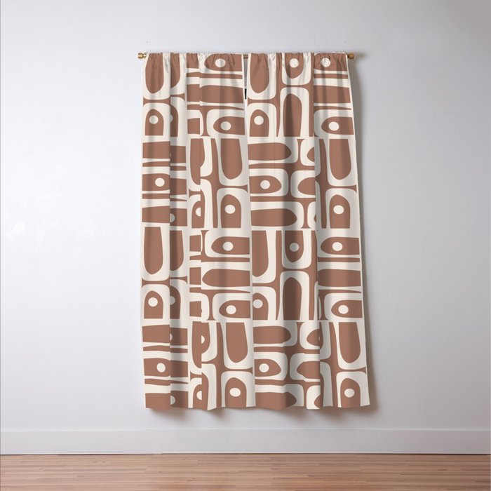 Mid Century Modern Piquet Inspired by PANTONE 17 1230 Color of the Year Mocha Mousse Window Curtain Gallery Image 3