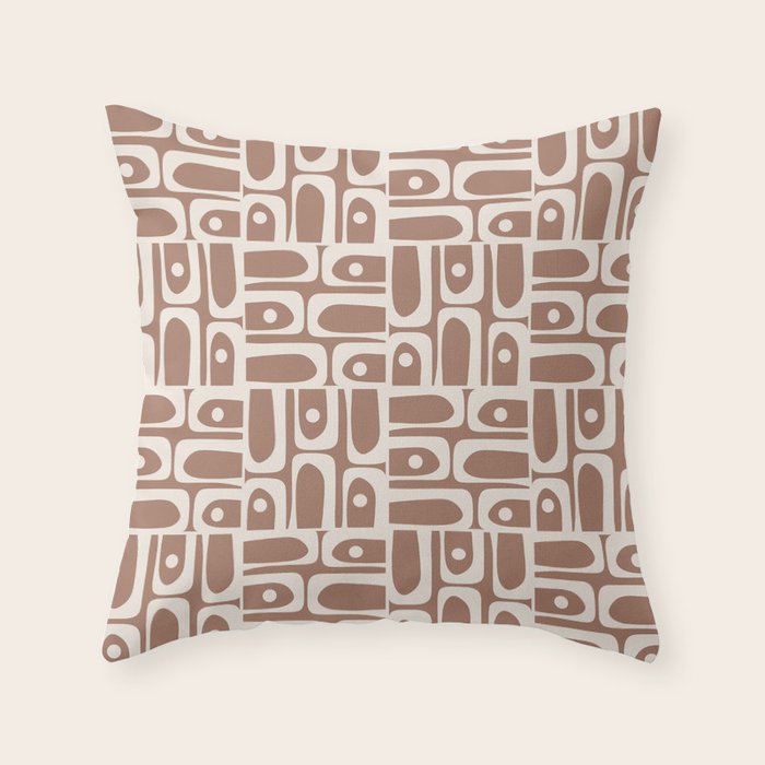 Mid Century Modern Piquet Inspired by PANTONE 17 1230 Color of the Year Mocha Mousse Throw Pillow Gallery Image 6