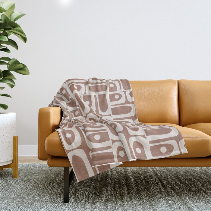 Mid Century Modern Piquet Inspired by PANTONE 17 1230 Color of the Year Mocha Mousse Throw Blanket Gallery Image 1