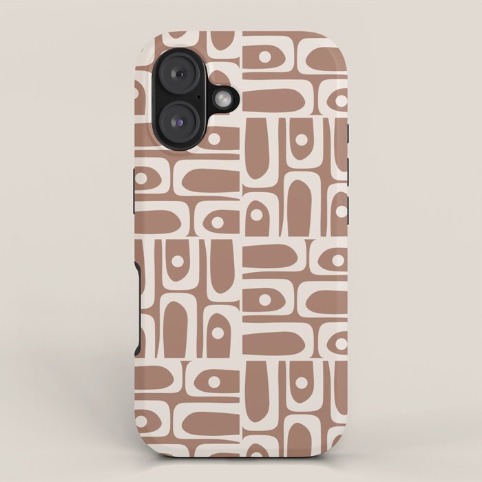Mid Century Modern Piquet Inspired by PANTONE 17 1230 Color of the Year Mocha Mousse iPhone Case Gallery Image 1
