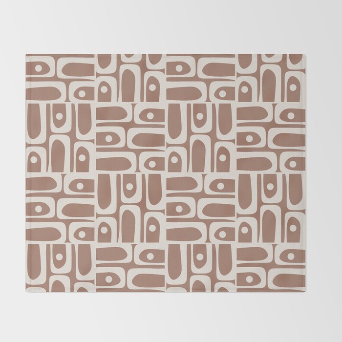 Mid Century Modern Piquet Inspired by PANTONE 17 1230 Color of the Year Mocha Mousse Throw Blanket Gallery Image 2