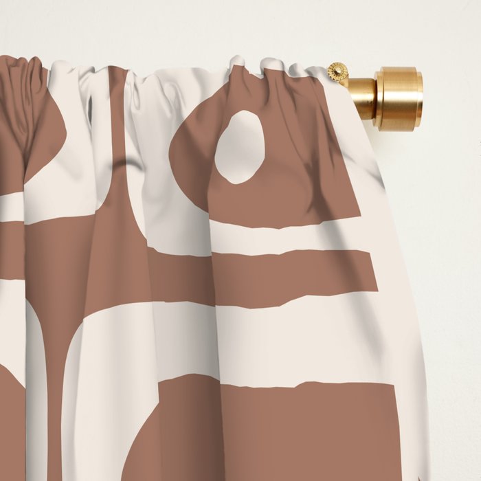Mid Century Modern Piquet Inspired by PANTONE 17 1230 Color of the Year Mocha Mousse Window Curtain Gallery Image 2