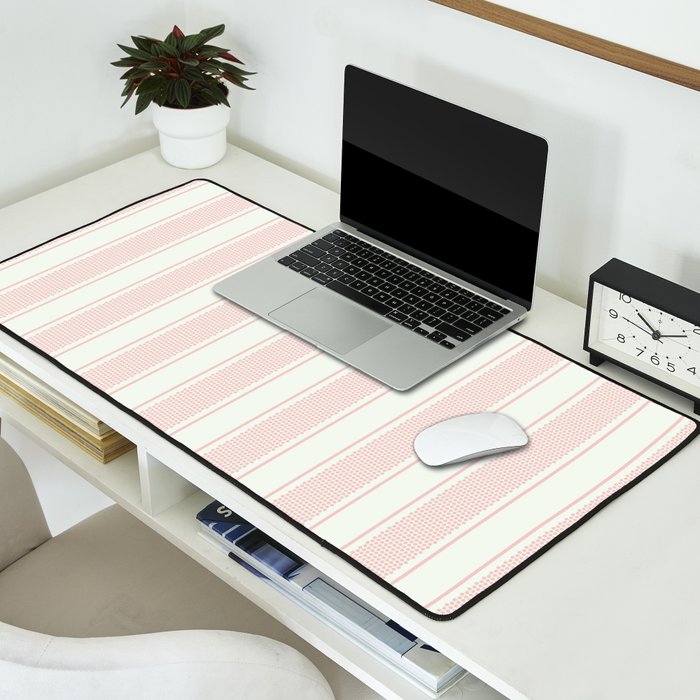 Vintage pastel pink stripes pattern Desk Mat Gallery Image 2