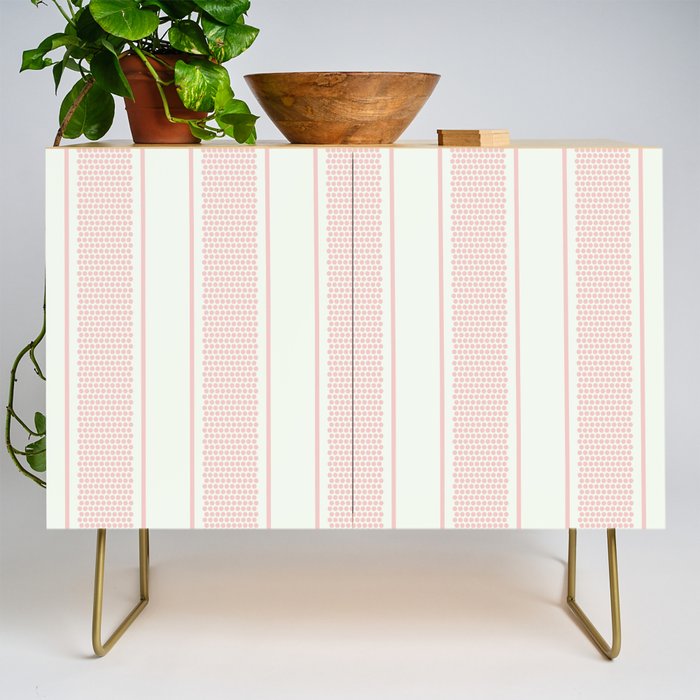 Vintage pastel pink stripes pattern Credenza Gallery Image 1