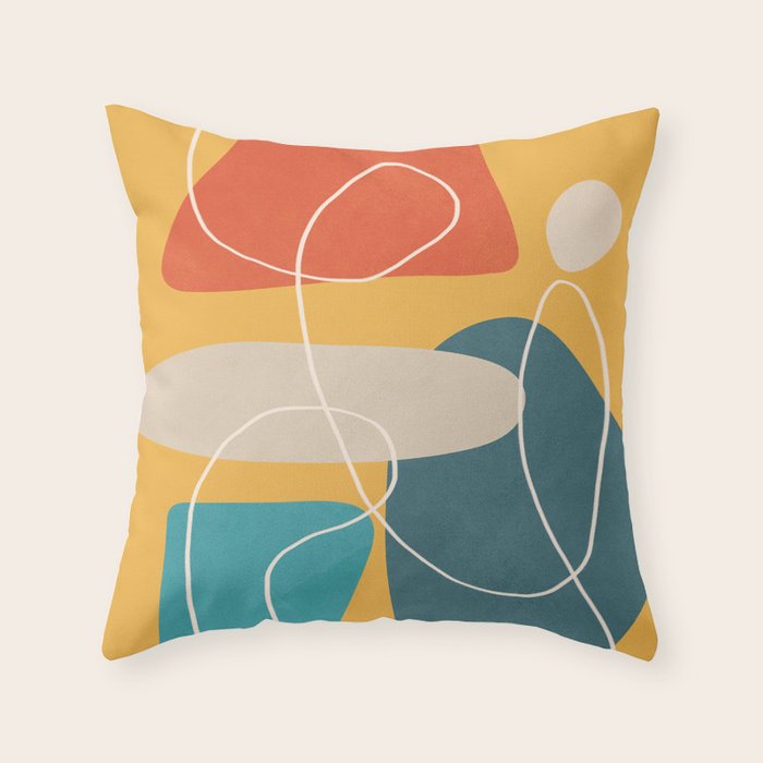 Minimal Colorful Abstract Shapes 3 Throw Pillow Gallery Image 1
