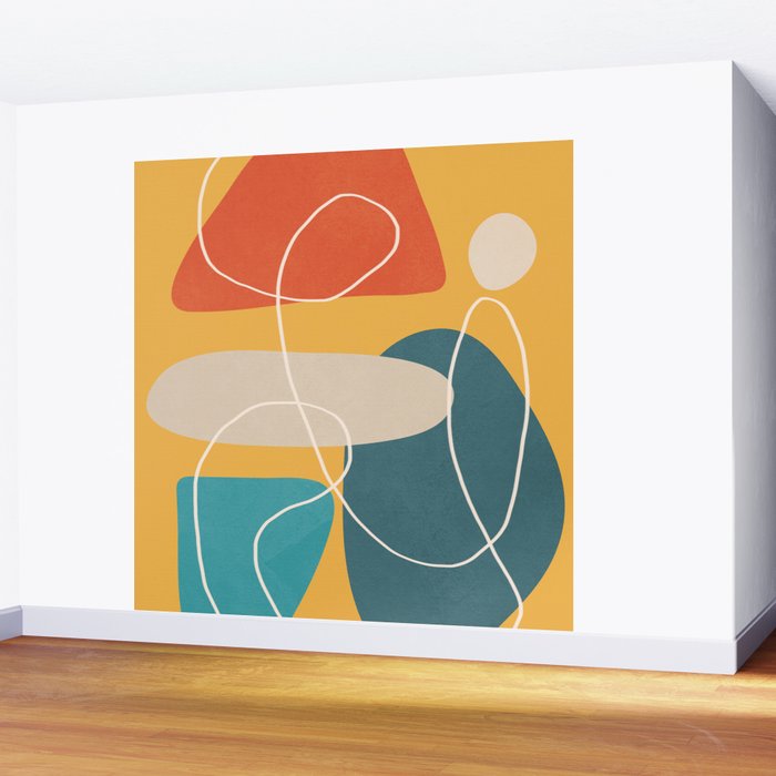 Minimal Colorful Abstract Shapes 3 Wall Mural Gallery Image 2