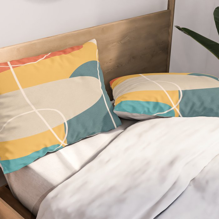 Minimal Colorful Abstract Shapes 3 Pillow Sham Gallery Image 2