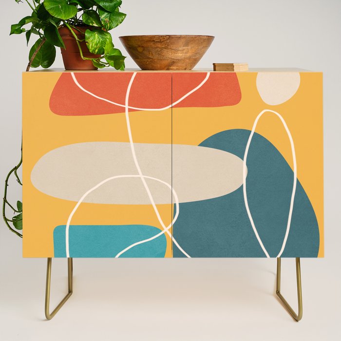 Minimal Colorful Abstract Shapes 3 Credenza Gallery Image 1