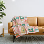 Vintage christmas postage stamp sticker pattern Throw Blanket Gallery Image 1