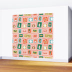 Vintage christmas postage stamp sticker pattern Wall Mural Gallery Image 2