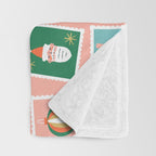 Vintage christmas postage stamp sticker pattern Throw Blanket Gallery Image 3