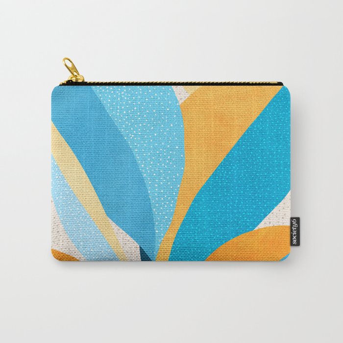 Colorful Blue and Yellow Abstract Botanical Carry All Pouch Gallery Image 1