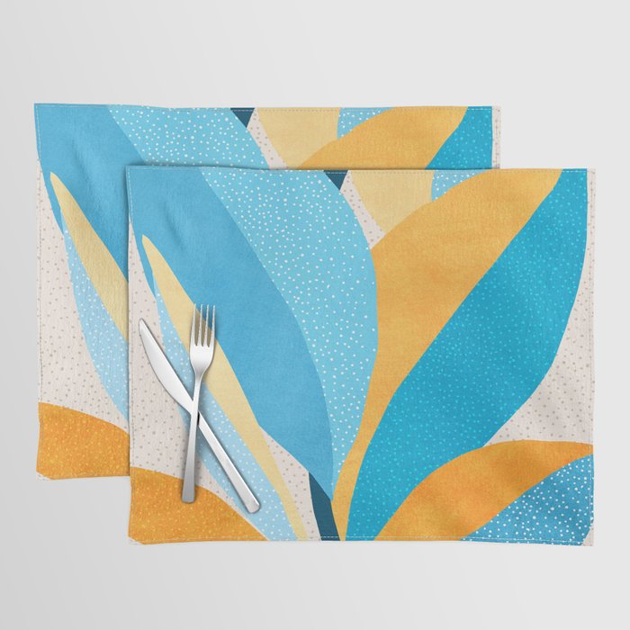 Colorful Blue and Yellow Abstract Botanical Placemat Gallery Image 1
