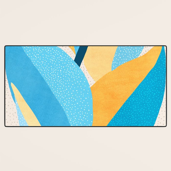 Colorful Blue and Yellow Abstract Botanical Desk Mat Gallery Image 3