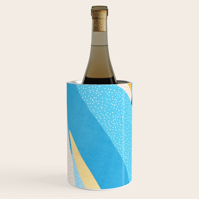 Colorful Blue and Yellow Abstract Botanical Wine Chiller Gallery Image 2