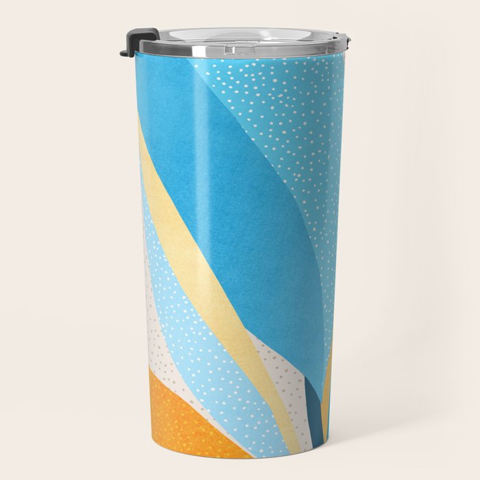 Colorful Blue and Yellow Abstract Botanical Travel Mug Gallery Image 3