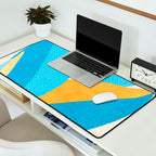 Colorful Blue and Yellow Abstract Botanical Desk Mat Gallery Image 2