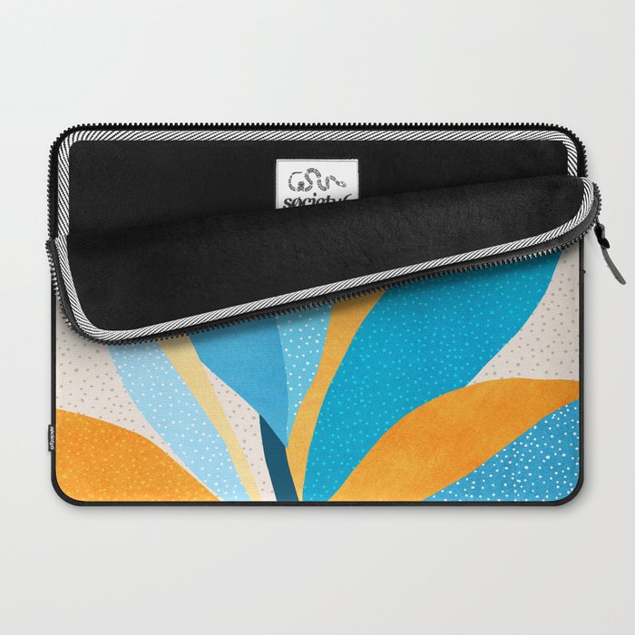 Colorful Blue and Yellow Abstract Botanical Laptop Sleeve Gallery Image 2
